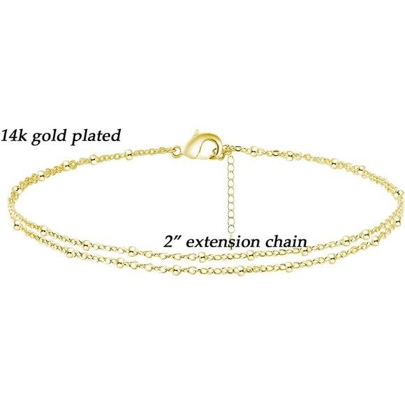 Layered Anklet with Beads and Pearls - Picture 2 of 5